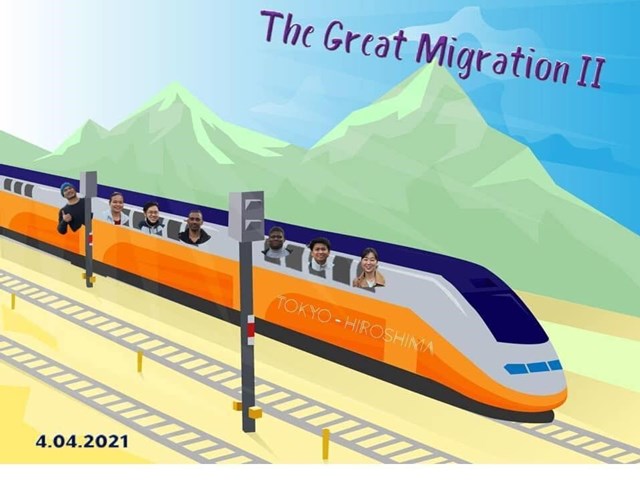 A caricature of MSP great migration to Hiroshima created by Gorn-san (Thai)